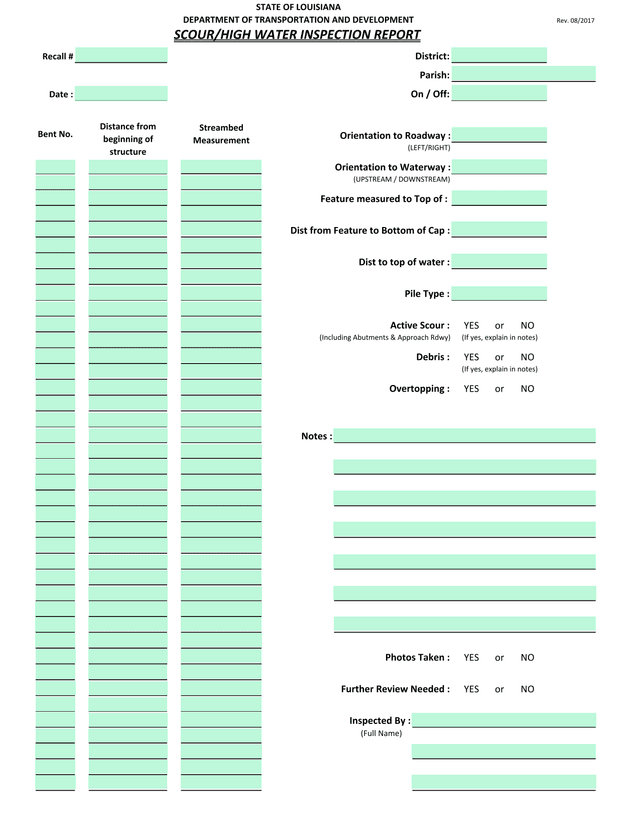 ScourHigh Water Inspection Report screenshot