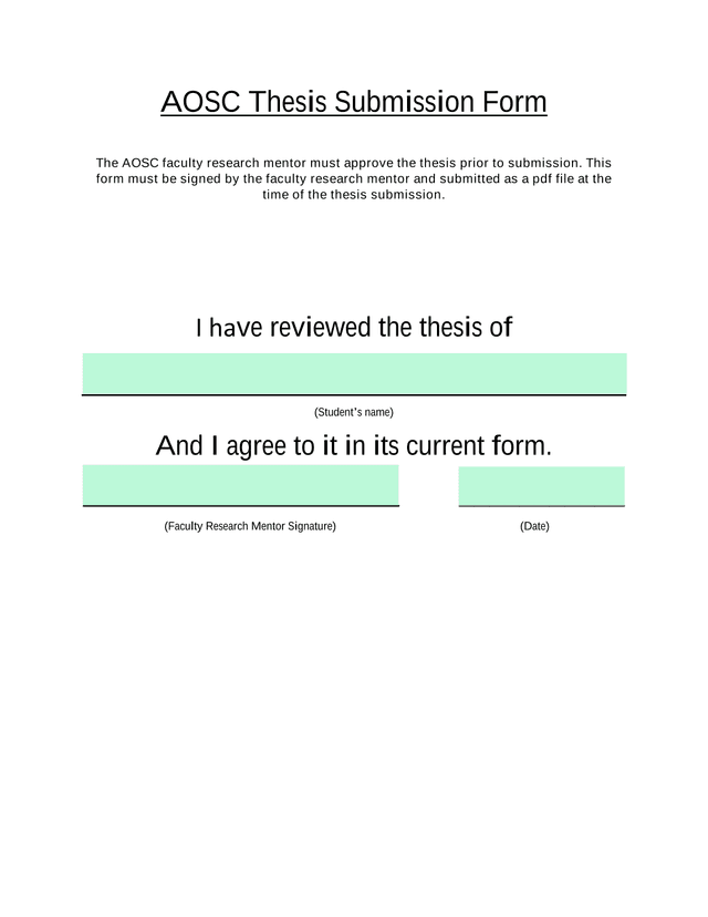 AOSC Thesis Submission Form screenshot