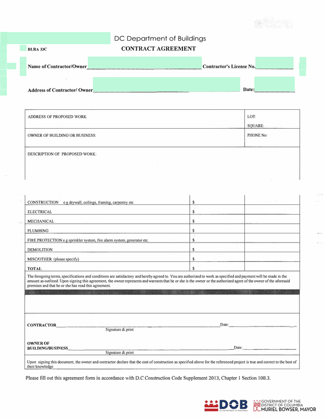 Construction Contract Agreement screenshot
