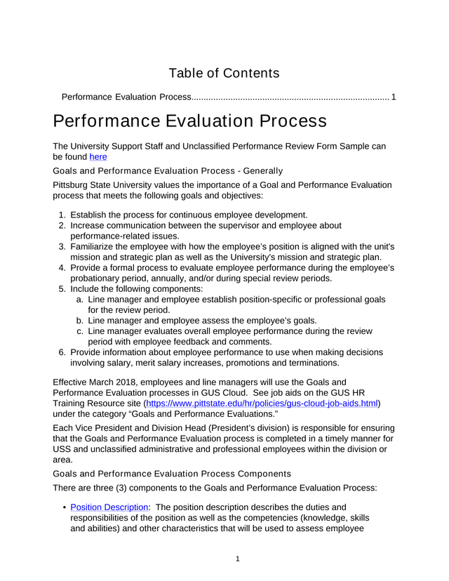 Performance Evaluation Process screenshot