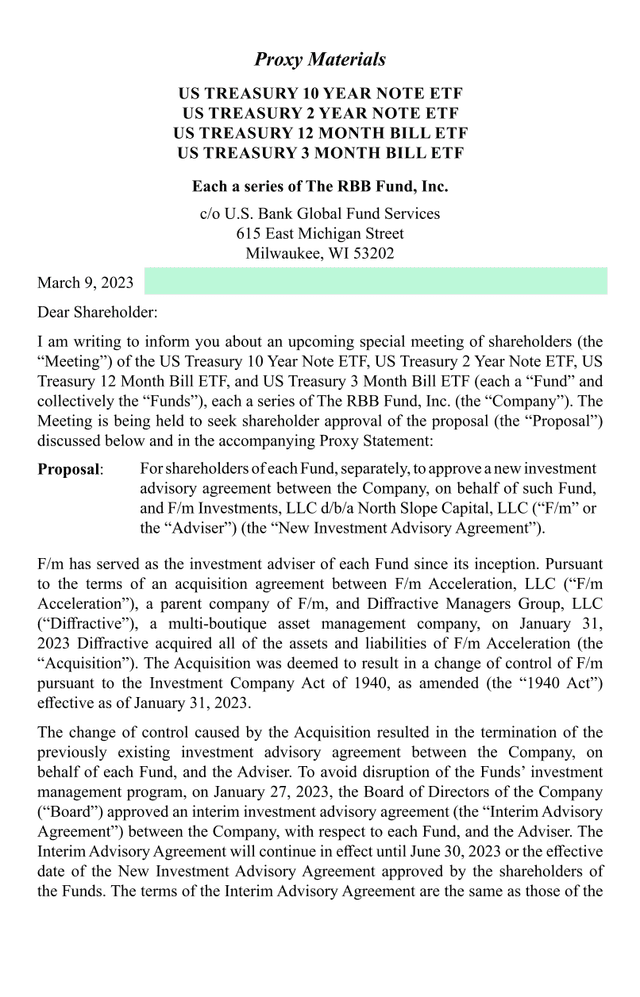 Proxy Materials For US Treasury ETF Funds screenshot