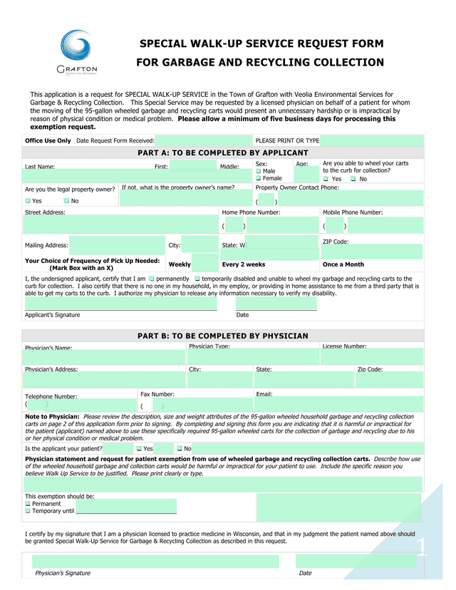 Special Walk Up Service Application screenshot