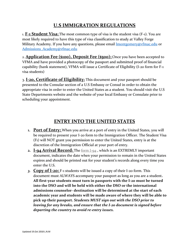 U.S Immigration Regulations For F 1 Student Visa screenshot