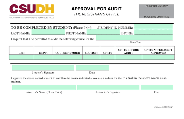 APPROVAL FOR AUDIT screenshot