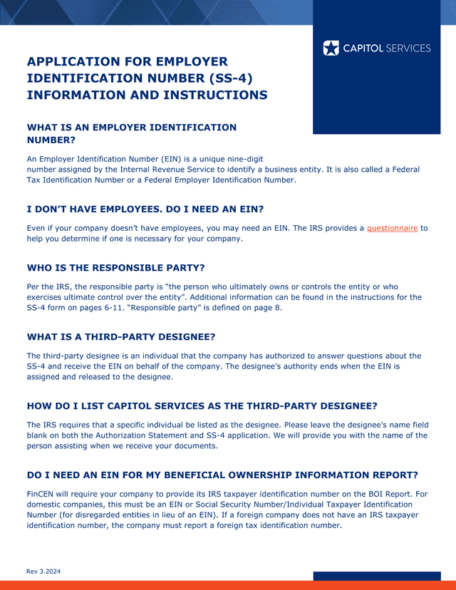 Application For Employer Identification Number (SS 4) screenshot