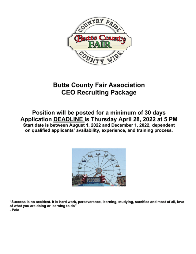Butte County Fair Association CEO Recruiting Package screenshot