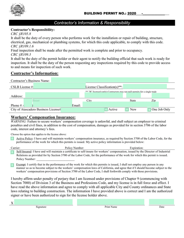 Building Permit Application screenshot
