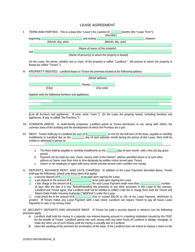 Lease Agreement screenshot