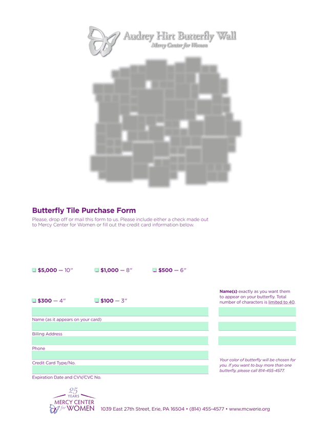 Butterfly Tile Purchase Form screenshot