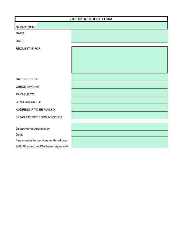 Check Request Form screenshot