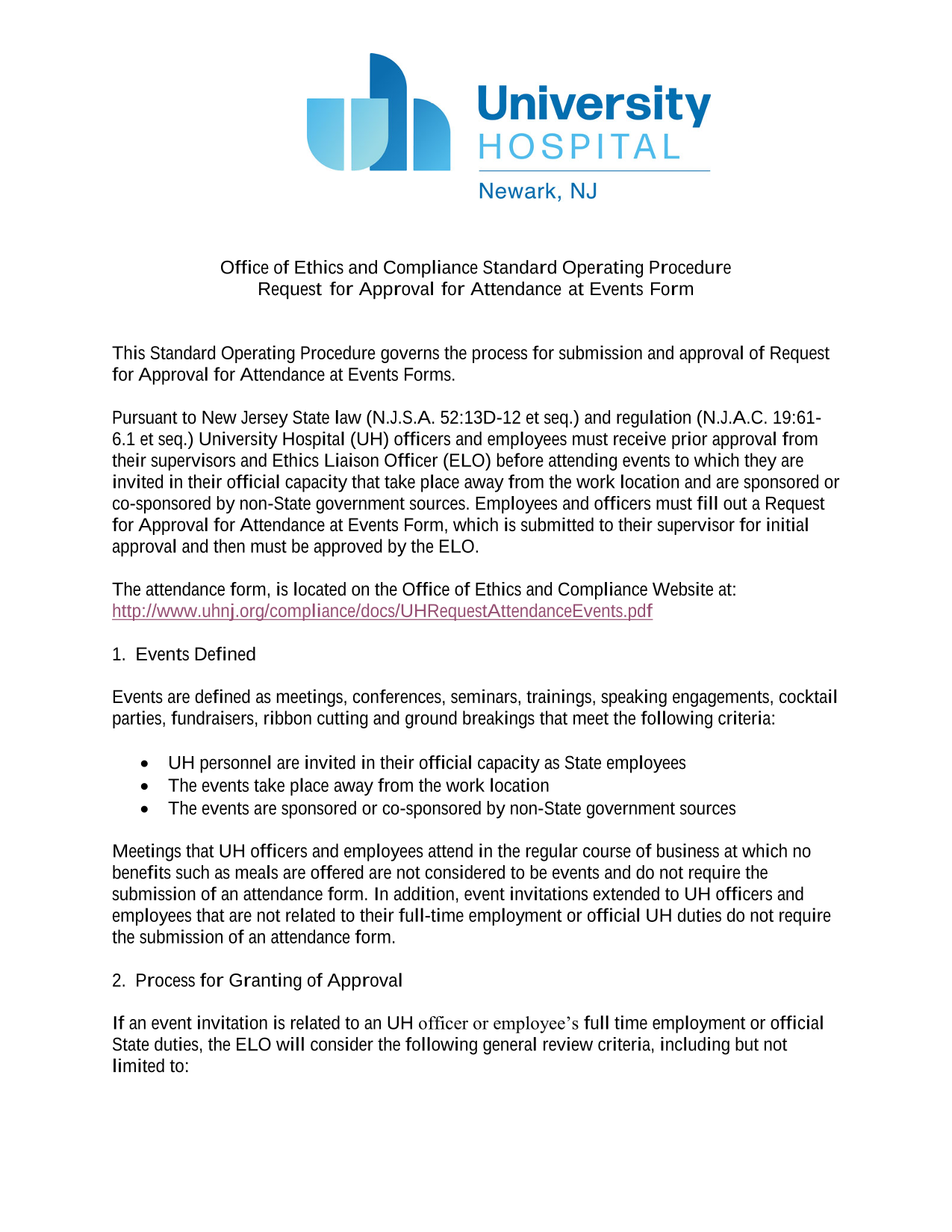 Request For Approval For Attendance At Events Form screenshot