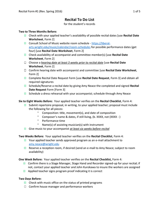Recital Form 1 (Rev. Spring 2016) screenshot
