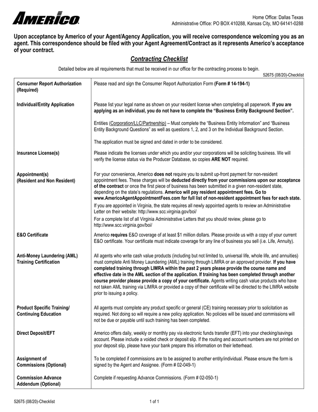 52675 (0820) Checklist screenshot