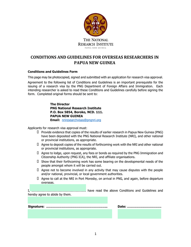 Conditions And Guidelines For Overseas Researchers In Papua New Guinea screenshot