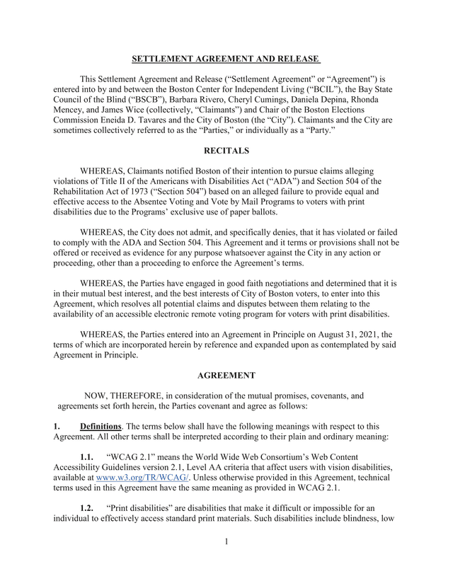 Settlement Agreement And Release screenshot