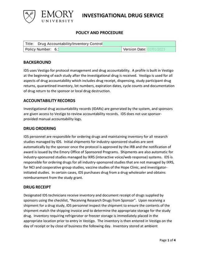 Drug AccountabilityInventory Control screenshot