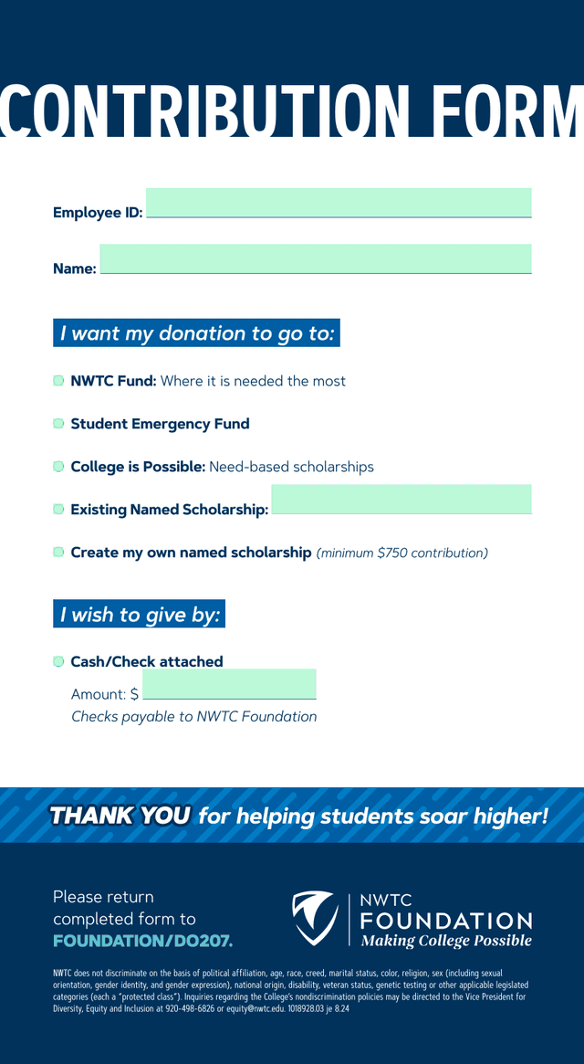 Contribution Form screenshot