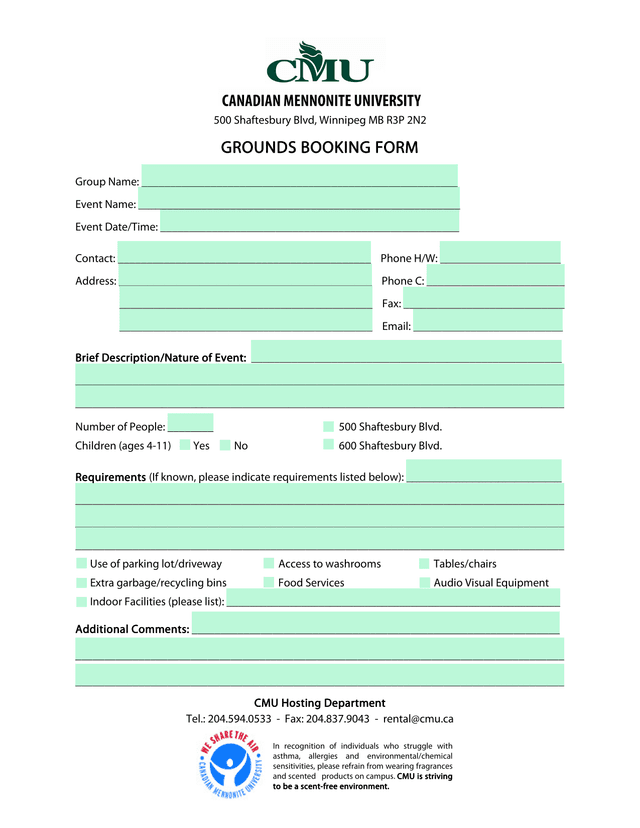 GROUNDS BOOKING FORM screenshot