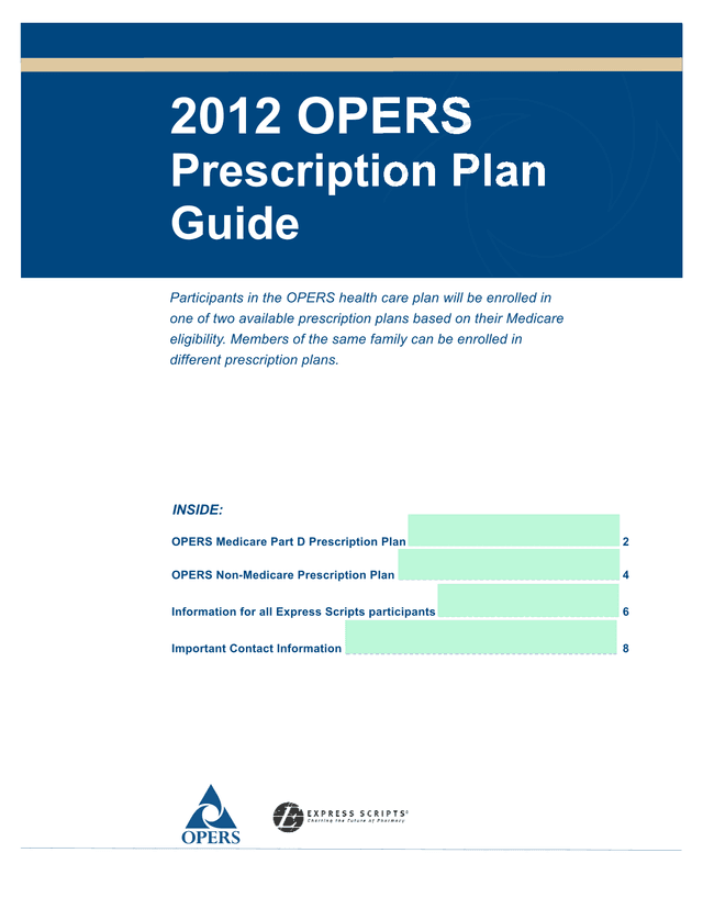 2012 OPERS Prescription Plan Guide screenshot