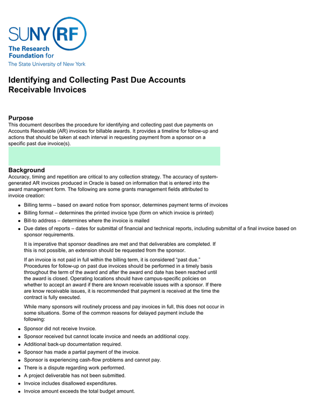 Identifying And Collecting Past Due Accounts Receivable Invoices screenshot
