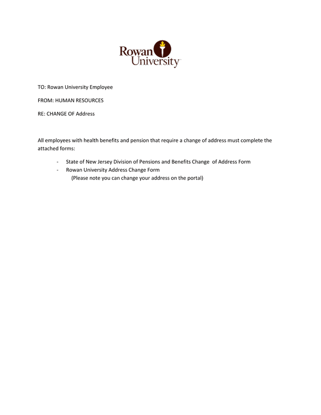 Change Of Address Form screenshot