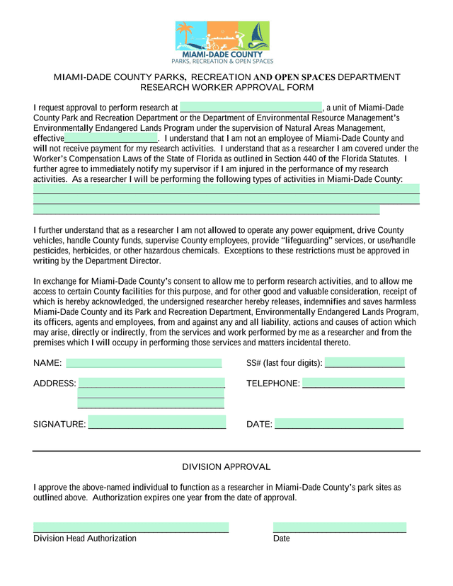 Research Worker Approval Form screenshot