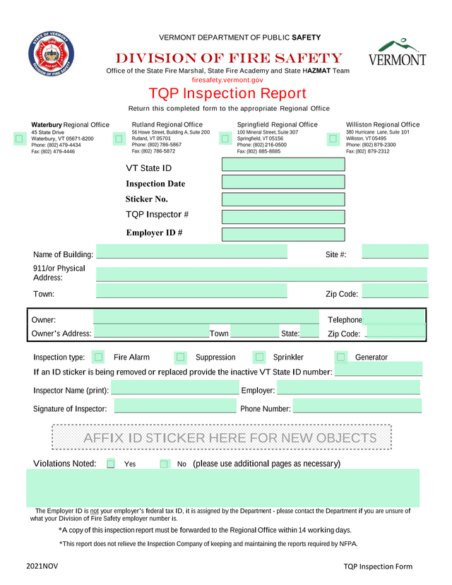 TQP Inspection Report screenshot