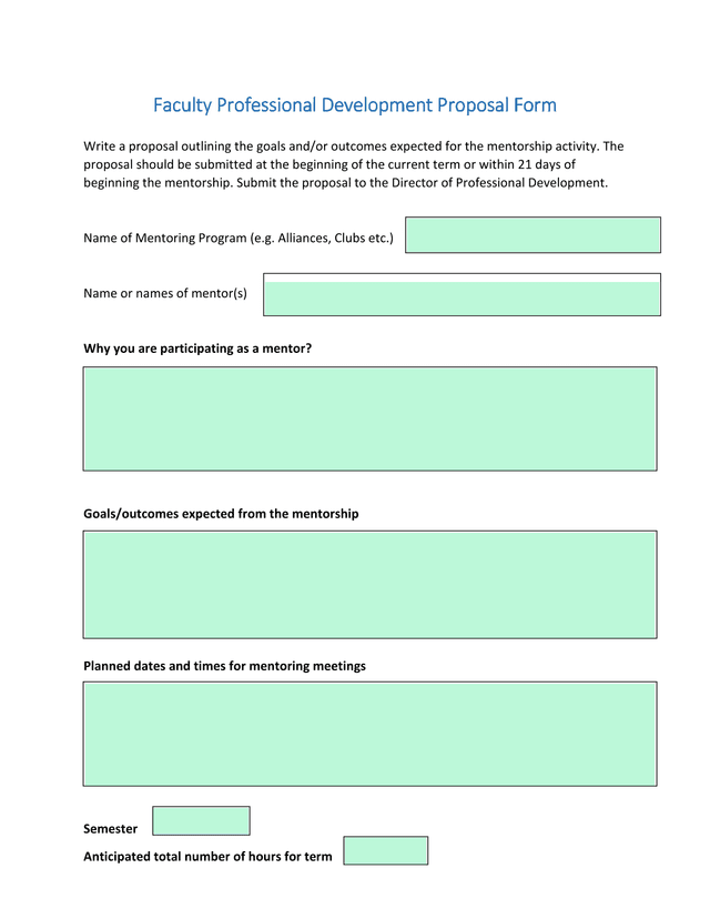 Faculty Professional Development Proposal Form screenshot