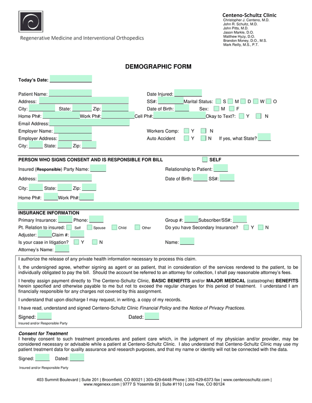 Demographic Form screenshot