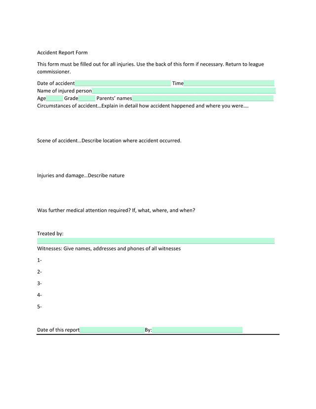 Accident Report Form screenshot