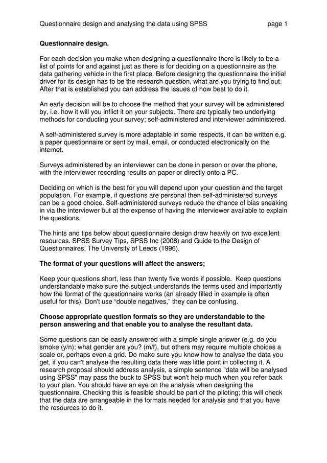 Questionnaire Design And Analysing The Data Using SPSS screenshot