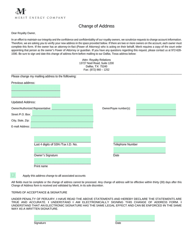 Change Of Address screenshot