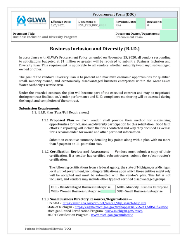 Procurement Form (DOC) screenshot
