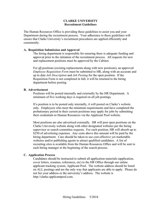 Hiring Guidelines screenshot