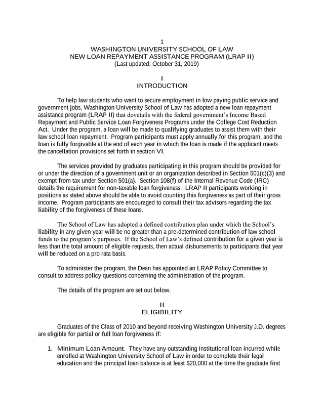 New Loan Repayment Assistance Program (LRAP II) screenshot