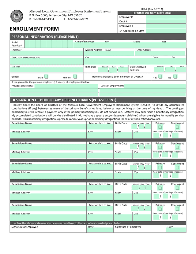 LRS 2 Form screenshot