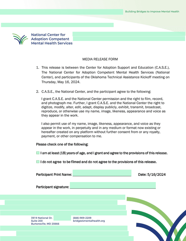 Media Release Form screenshot