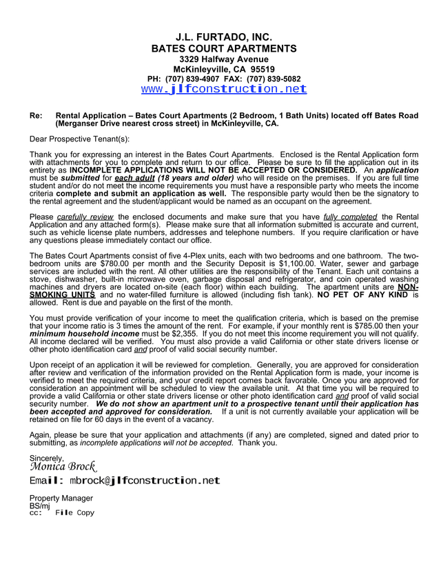 Rental Application   Bates Court Apartments screenshot