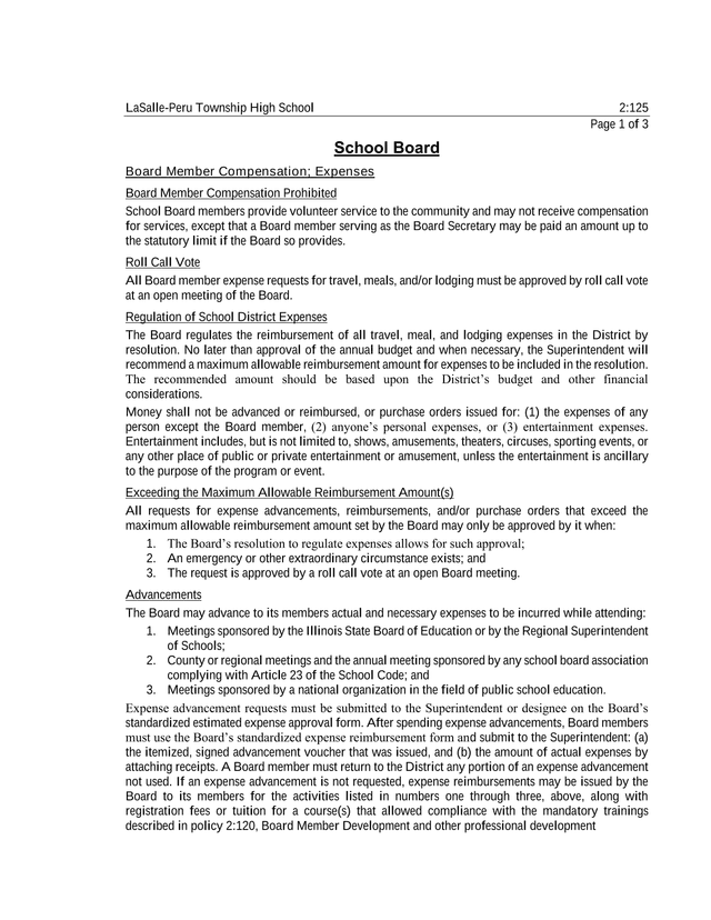 Board Member Compensation Expenses screenshot
