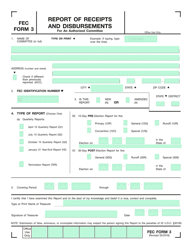 FEC FORM 3 screenshot