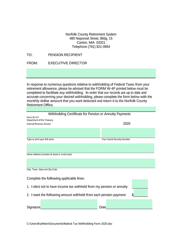 Form W 4P (2020) screenshot