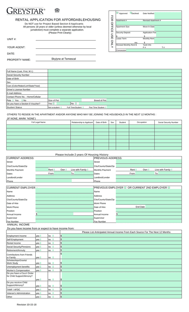 Rental Application For Affordable Housing screenshot