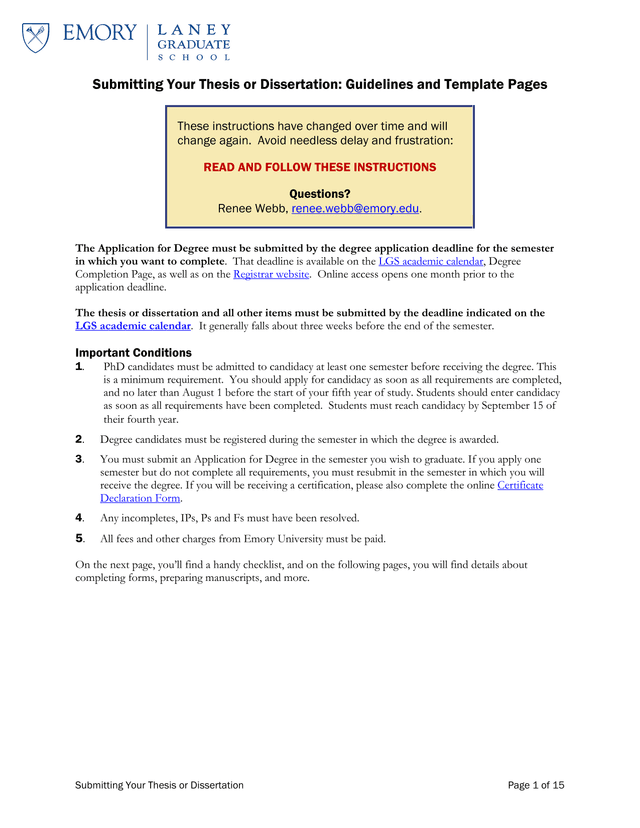 Submitting Your Thesis Or Dissertation Guidelines And Template Pages screenshot