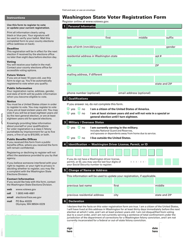 Voter Registration Form screenshot