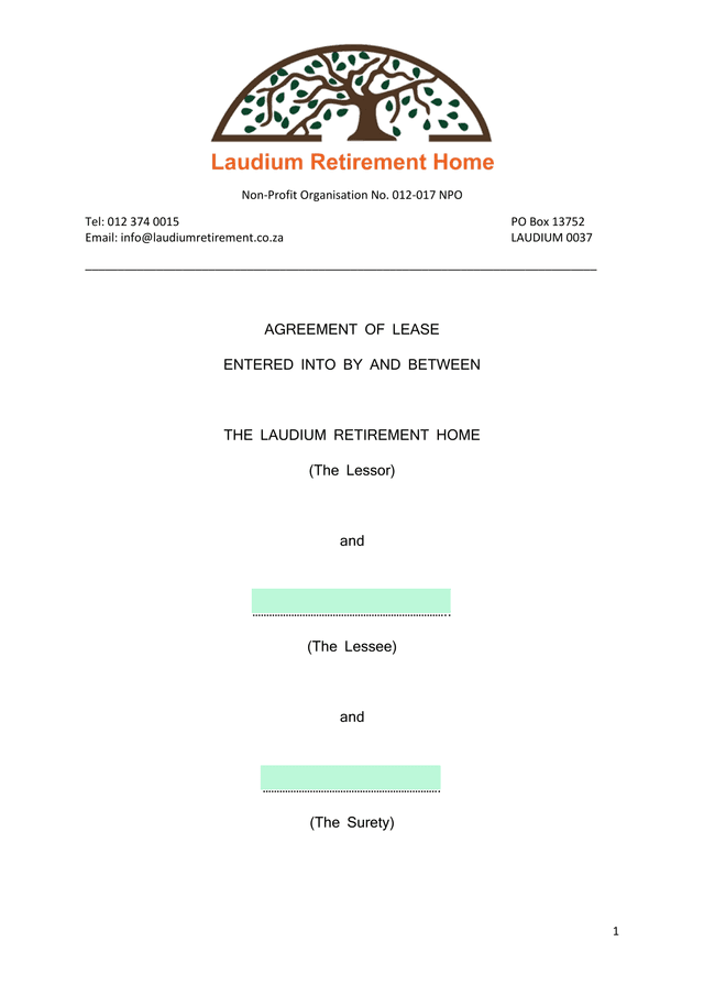 Agreement Of Lease screenshot