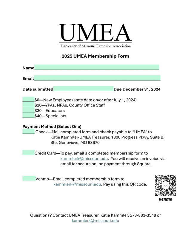 2025 UMEA Membership Form screenshot