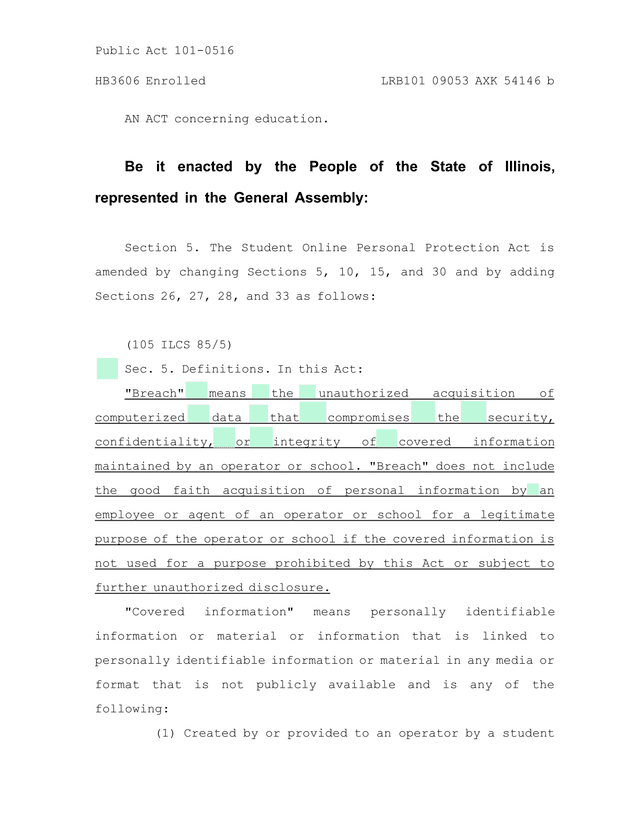 Student Online Personal Protection Act Amendment screenshot