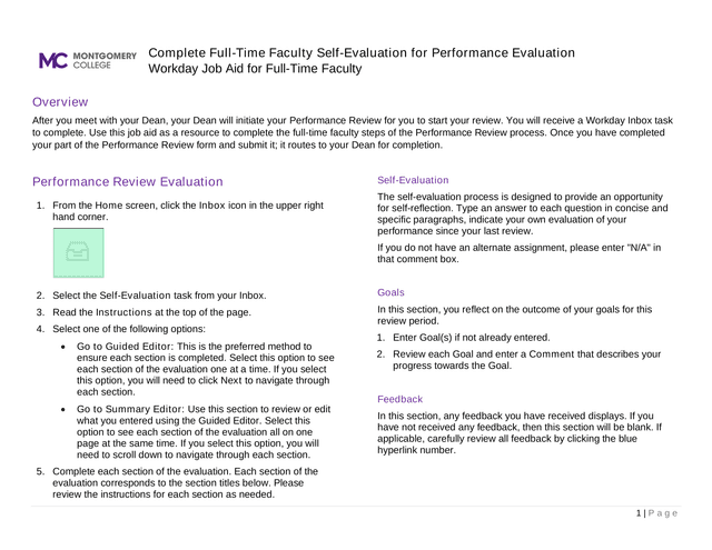 Complete Full Time Faculty Self Evaluation For Performance Evaluation screenshot
