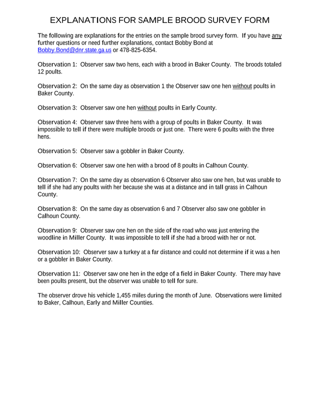Sample Brood Survey Form Explanations screenshot