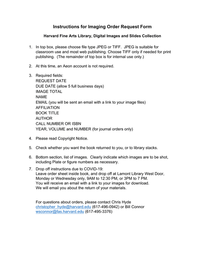Imaging Order Request Form screenshot